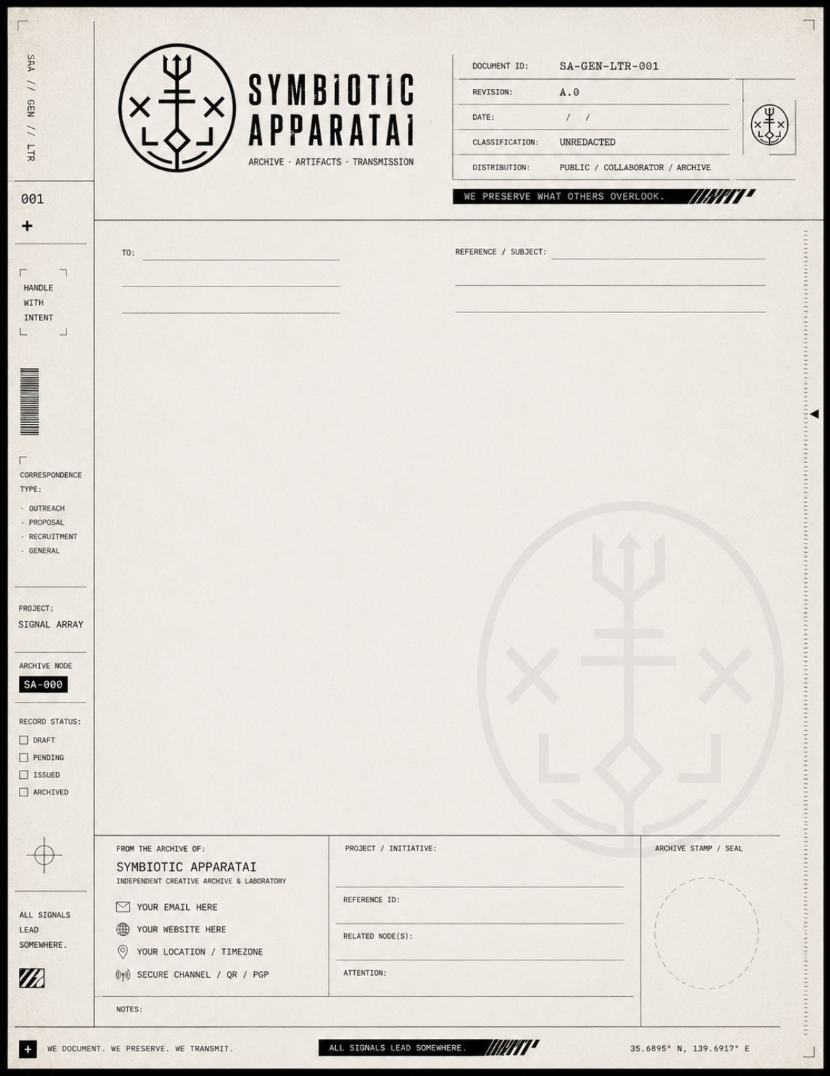 Symbiotic Apparatai archival landing page